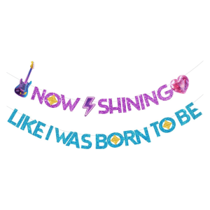 1Set "Now Shining Like I Was Born To Be" Paper Banner for Neon Themed Birthday Music Party Birthday Party Supplies