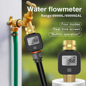 Brass Metal Thread Digital Water Flow Meter Water Consumption and Flow Rate for Garden Irrigation Hose For Outdoor Garden
