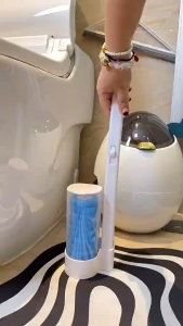 Disposable Toilet Brush Bathroom Floor Cleaning Anti-bacterial Contactless Wall Mounted Toilet Cleaning Brush 360° Revolving Replaceable Brush Head