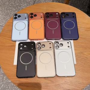 Luxury Plating Metal Color For Magsafe Magnetic Phone Case For iPhone 18 17 16 15 14 13 Pro Max Large Window Shockproof PC Cover