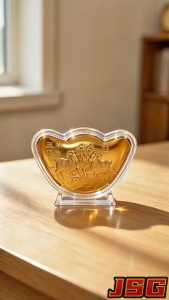 2027 Golden Goat Ingot Ornament Lucky Coin with Red Velvet Pouch Wealth Fortune Collectible Gift