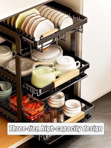 Dish Organizer Cabinet Kitchen Shelf Pull-out Drawer Cabinet Drainage