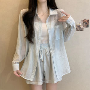 plus Size Summer Fashion Design Sun Protection Shirt Casual Shorts Two Piece Set for Plump Women Polo Collar Button up Polyester Fiber