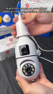 V380 Pro CCTV Bulb Camera Connect To Cellphone 360 Rotation 8MP HD No Wifi Needed Two-Way Audio Full Color Night Vision Auto Tracking IP Security Camera Human Detection