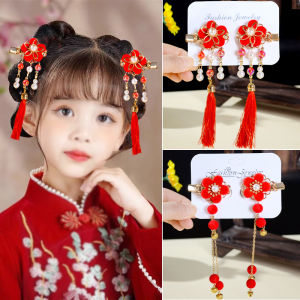 เครื่องประดับผมเด็ก สีแดง สำหรับเด็กผู้หญิง เครื่องประดับผมสไตล์ฮันฟู สำหรับเด็กตั้งครรภ์ วันหยุดฤดูร้อน ปีใหม่