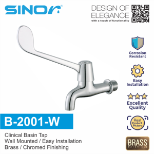 Sinor B-2001-W Long Handle Water Tap Basin Faucet Wall Mounted Clinical Bathroom Hospital Paip Air Panjang 壁式长柄水龙头