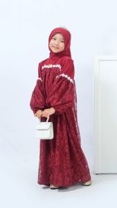 AKFAS -Gamis Anak Perempuan Akfas Princess Hijab - Baju Muslim Anak Pesta Elegan Brokat Tile Mewah