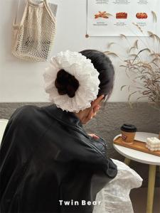 Heavy Duty Extra Large Wide Pure Cotton Lace Hair Ties Black White Elastic Bands Hair Bands Hair Accessories Sweet Style