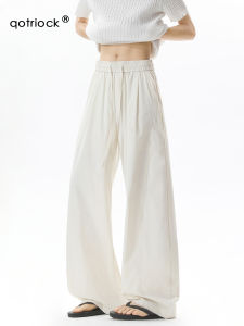 QOTRIOCK | Vintage Pure Color Thin Wide-leg Trousers