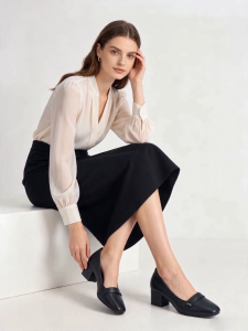 MICHAELA Sleek Black Pumps Anti-Blisters Comfy Square Toe Block Heels for Work Campus SH7527126 CX