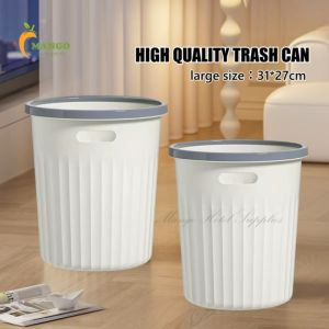 13L Portable Trash Can Kitchen Bathroom Household Plastic Garbage Can with Pressing Ring