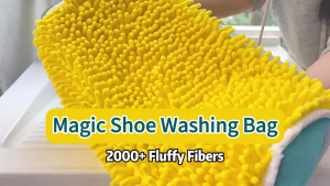 Durable Shoe Washing Machine Bag for All Shoe Types-Yellow/Grey with Zipper for Sneakers and Casual Shoes Laundry Wash Bag 1PC