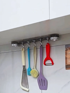 แฮงเกอร์ซับแคปแบบติดต่อกัน ไร้รุปเจาะเพื่อนำเข้า ไร้รอยรอยบนผนัง สำหรับห้องน้ำ สับแคปแรงดันแรงถือแรงดันสูง ติดผนัง/ข้างประตูห้องน้ำ