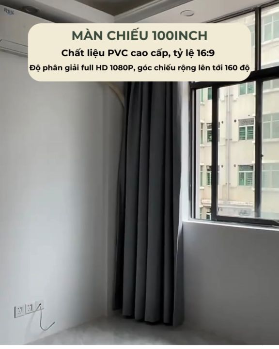 Màn chiếu treo tường 4K - 100inch chất liệu PVC cao cấp tỷ lệ 16:9, dùng cho máy chiếu, loại dày dặn, độ tương phản cao - DCP25
