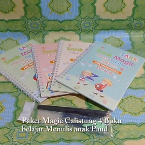 PAKET Magic CALISTUNG 4 Buku Belajar Menulis Anak PAUD TK English Indo