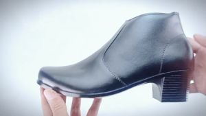 CBR SIX Sepatu formal boot PDH wanita / Pantofel dinas kerja kantor / hak 5cm Kulit hitam UCC 003