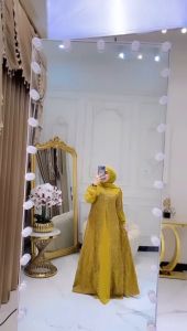 JELINA DRES GAMIS FREE PASMINA BAHAN CERUTY BORDIR PAYET SUPER MEWVAH ELEGANT