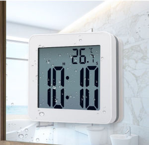 Modern Minimalist Bathroom Kitchen Wall Clock Silent Waterproof Timer Electronic Temperature Meter Plastic Home Decor Clock