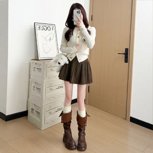 YAYANGREN | White Wool Blend A-Line Skirt Mini