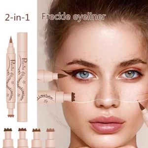 Double-end Freckles Stamp Pen Makeup 3-IN-1 Eyeliner Freckle Seal Waterproof Face Concealer Contour Natural Brown Freckle Makeup