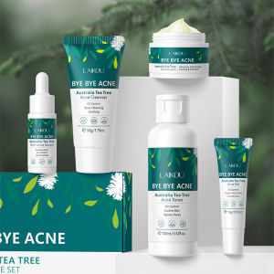 Tea Tree Oil 5-Piece Facial Kit for Acne Prone Skin - Oil Control Pore Minimizing Skin Repair Anti-Inflammation Set