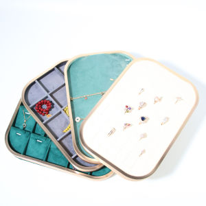 Metal Edged Velvet Jewelry Traywith Super Fiber Interior for Necklace Ring Storage & DisplayRetail CounterJewelry Exhibitors