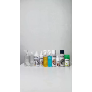 GENIO PAKET COMPLETE HOME CLEANING - Cairan Cleaner Pembersih Kerak Lantai Besi Stainless Plastik Jamur Kaca dan Peralatan Dapur. Free Kuas Sikat Sarung Tangan Microfiber dan Wiper Kaca