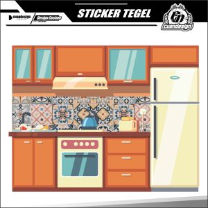 STIKER TEGEL HIASAN DEKORASI WALLPAPER DINDING DAPUR LANTAI TANGGA KULKAS KOMPOR ANTI AIR STICKER KITCHEN