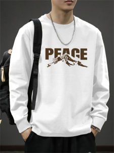 Mens Long Sleeve T-Shirt Pure Cotton Loose Fit Crew Neck Overhead Shirt Trendy Brand Heavyweight Spring Autumn Seasonal Wear