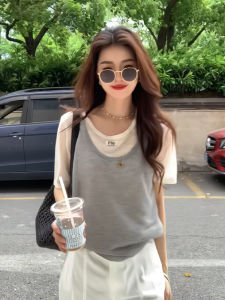 Chic Korean Style Womens T-Shirt Short Sleeve Shoulder Length Fashionable Unique Summer Top Unique Creative Commute Style