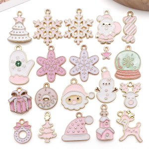 20pcs Santa Claus Snowflake Elk Snowman Series Alloy Oil Drip Pendant diy handmade for Earrings bracelets necklaces keychains