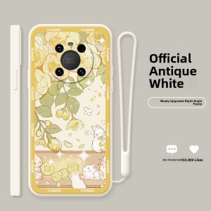 Cute Flower Sea Gold Coin Rabbit Huawei Mate40 pro P40 P30 Nova7 Protective Phone Case Womens Style TPU Material
