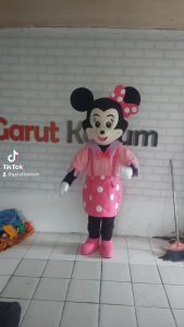 Kostum Maskot Badut Minnie Mouse Pink Setelan Dewasa Lucu Karnaval