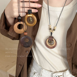 Dây Chuyền Gỗ Dệt Dài Phong Cách Trung Hoa Zen Dành Cho Nữ Dây Chuyền Áo Hoodie Dân Tộc Cổ Điển Dây Chuyền Áo Len Bohemian Dài