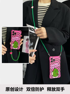 Creative Dope Heart Watermelon Phone Case with Lanyard Crossbody Chain Compatible with  Xiaomi And More Protective Soft Silicone plus Hard PC Shell