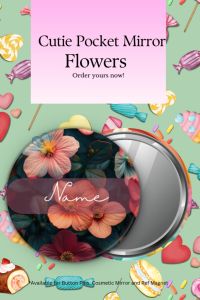 Elegant Floral Design Compact Pocket Mirror with Customizable Name - Lightweight Makeup Accessory