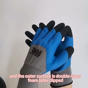 KAOS TANGAN LAPIS KARET TEBAL SARUNG TANGAN KARET KERJA TEBAL SAVETY GLOVES PELINDUNG TANGAN RAJUT