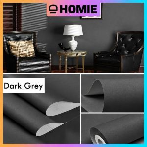 HOMIE 45CM x 10M Corak Kosong Solid and Linen Pattern Wallpaper Sticker for Home for Bedroom Decor Living Room Sticker