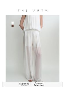 Silk Translucent Low Waist Ruffled White Pants