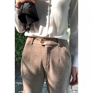 Woolen Pants Womens Harem Pencil Pants 2026 Autumn Winter High Waisted Casual Suit Pants Office Lady Women Trousers