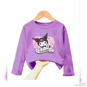 Atasan Kaos Anak Perempuan Lengan Panjang Motif KUROMI Untuk Usia 1-12 Thn