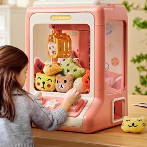 DIY Automatic Doll Machine Kids Coin Operated Play Game Mini Claw Catch Toy Crane Machines Music Doll for Christmas gifts