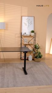 HAUS LIFE โต๊ะทำงานปรับระดับ มือจับพับเก็บได้ กว้าง120cm. สูง 72-118ซม. สีดำ