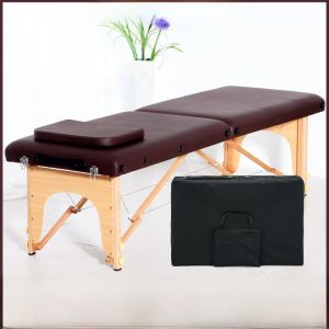 Portable Folding Massage Bed Real Wood Beauty Therapy Bed Home Use Tattoo Embroidery Salon Spas Back Neck Shoulder Kneading Rubbing Tapping Slapping