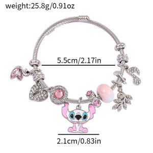 Disney Stitch Love Heart Swan Music Note Rhinestone Bracelet Cute Beaded Jewelry Anime Fans Christmas Gifts