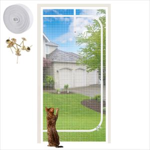 Reinforced Mesh Screen Zipper Closure 32x 82 Keep Pet Cat In&Out Door Curtain Anti-mosquito for Living Room Bedroom Kitchen