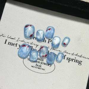 Handmade Wearable Nail Art Stickers Fish Cat Eye Removable Daily Blue Color Series Cosmetic Tools from China Basic Pack