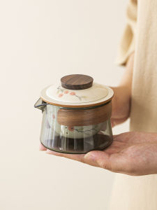 Confucian Hand-Painted Persimmon Glass Cover Teacup Single High-End Non-Scald Hand-Held Teapot One-Person Kung Fu Tea Set