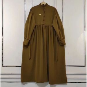 Nadhira Dress - Gamis Wanita Jumbo Ld 120cm Crinkle Airflow Polos