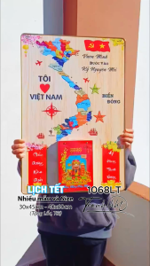 Tranh đốc Lịch bản đồ việt nam Lịch Tết bản đồ 34 tỉnh bản đồ Việt Nam Lịch Tết 2026 Đốc Lịch Tết Lịch bloc 1068LT